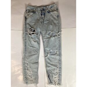 &Denim Womens Size 29 Jeans Distressed Denim Low Waist Boyfriend Button Fly
